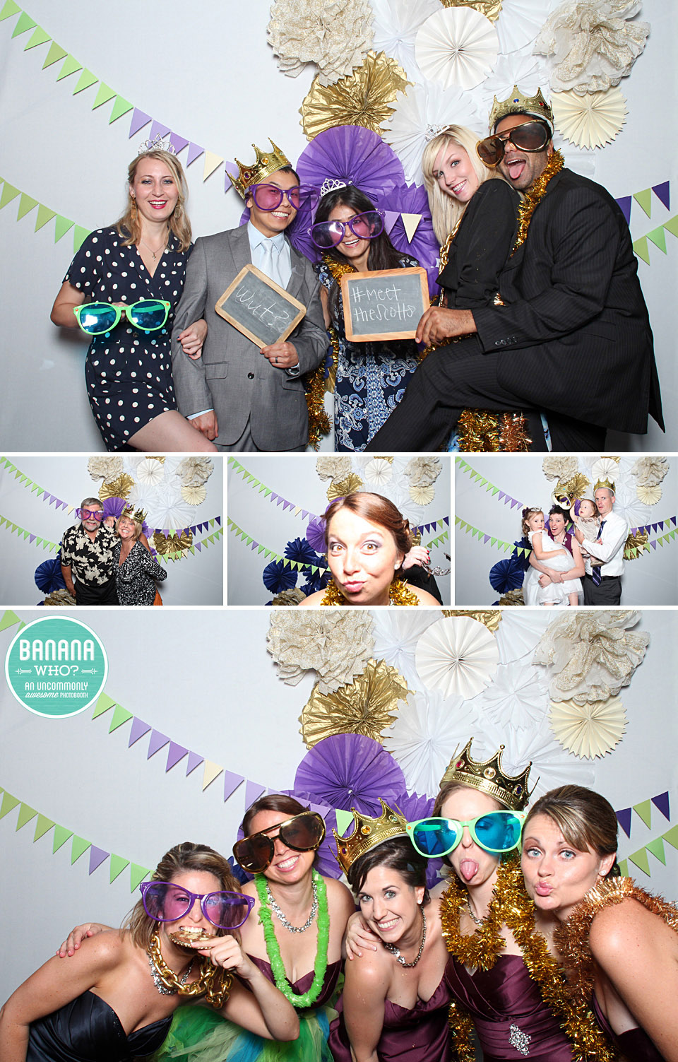Best photo booth ideas, Creative backdrops, paper fans, purple and green, KC weddings