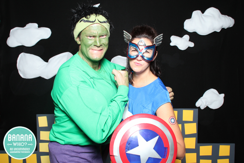 Super Heroes and Villains, Incredible Hulk, Custom photobooth backdrops, City scape