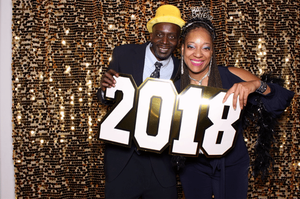 First Hand Foundation, Eve, Cerner, The Gallery Event Space, Banana Who? Booth, 2018, New Years Eve, NYE, Non Profit, Fundraiser, Gold sequins, Animated GIFS, Boomerang