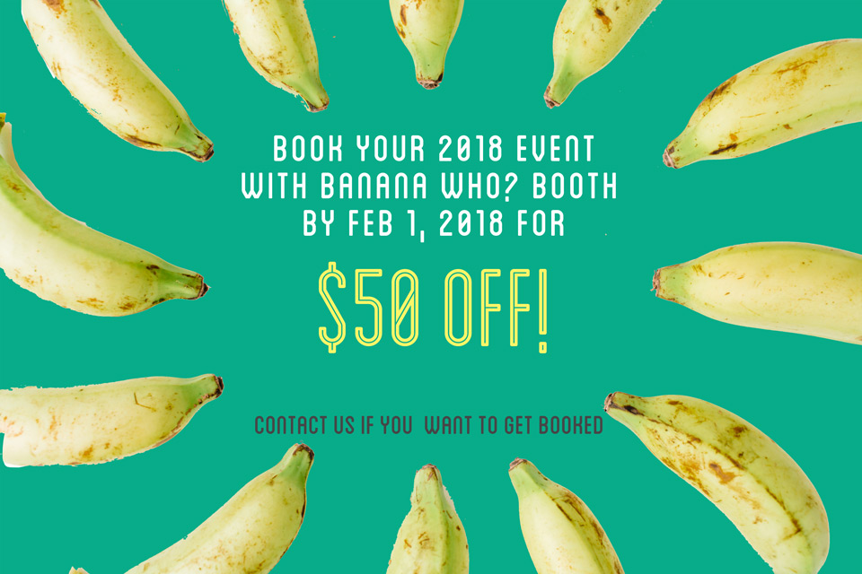 Photo booth sale, Photo booth rental, KC photo booth, Banana Who? Booth, best photo booth ever, bananas, sequin backdrop, open air booth, airstream photo booth
